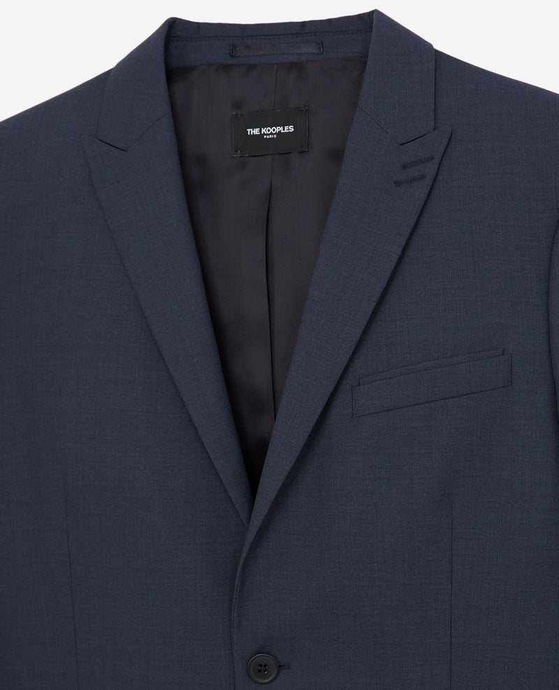 Chaqueta de traje entallada de lana azul pizarra - Hombre