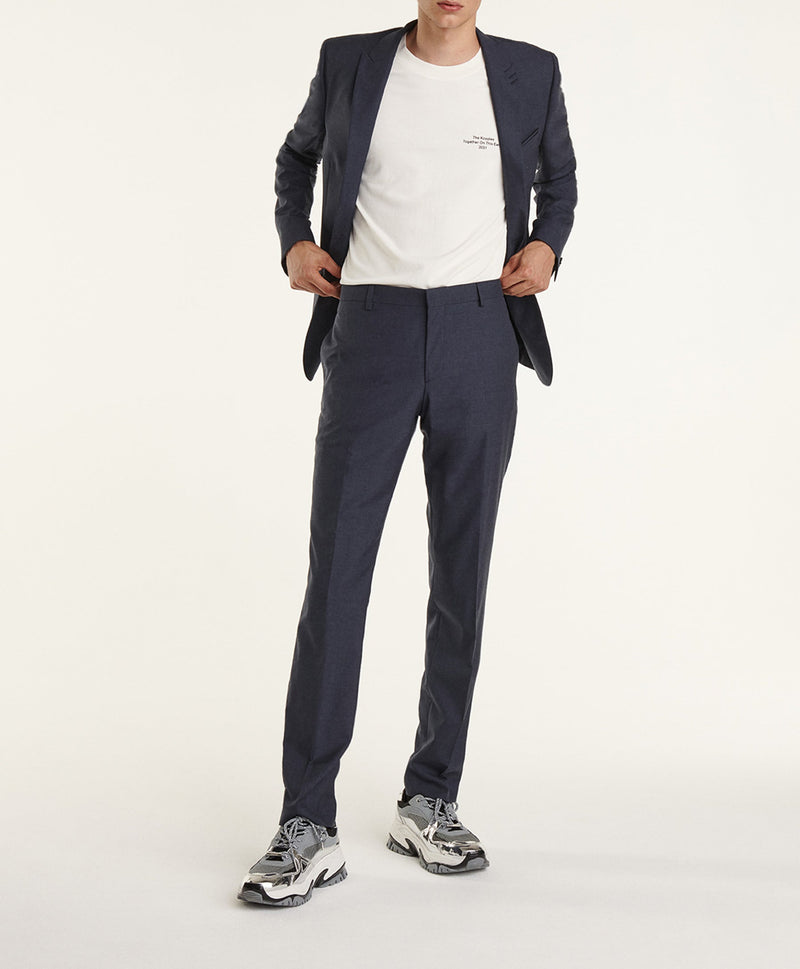 Chaqueta de traje entallada de lana azul pizarra - Hombre