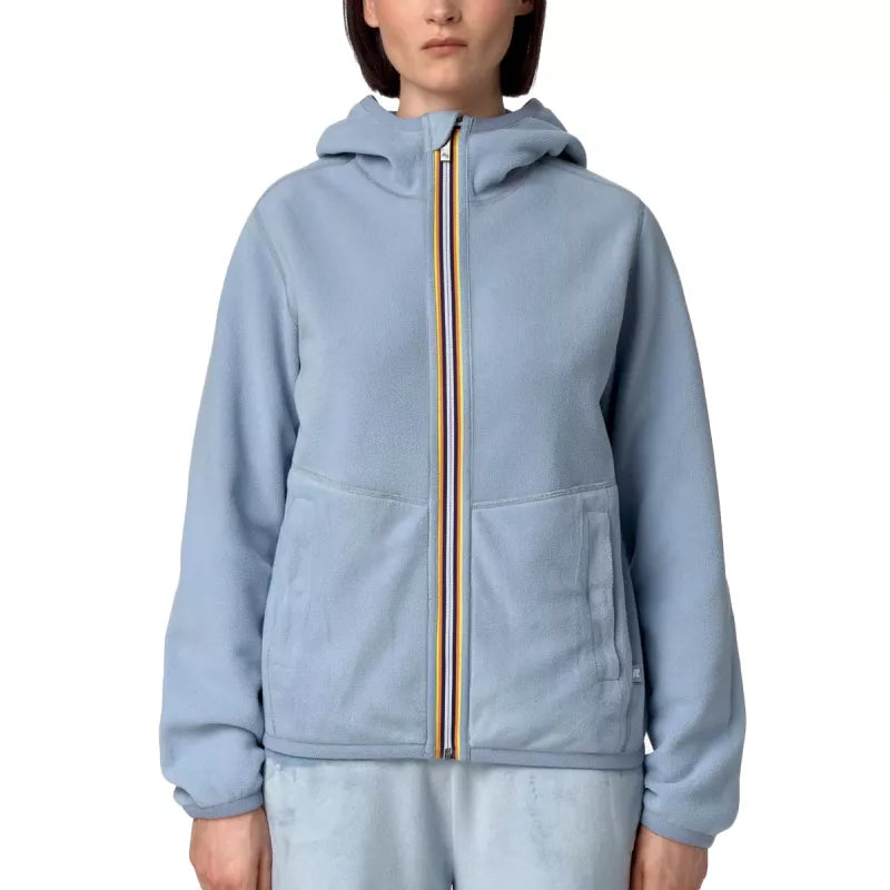 Chaqueta corta K-Way Lily Velour Polar Reversible - Azul celeste
