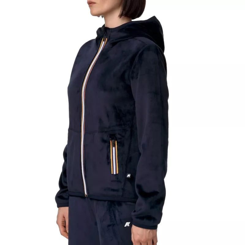 Veste Courte K-Way Lily Velour Polar Reversible - Bleu Marine