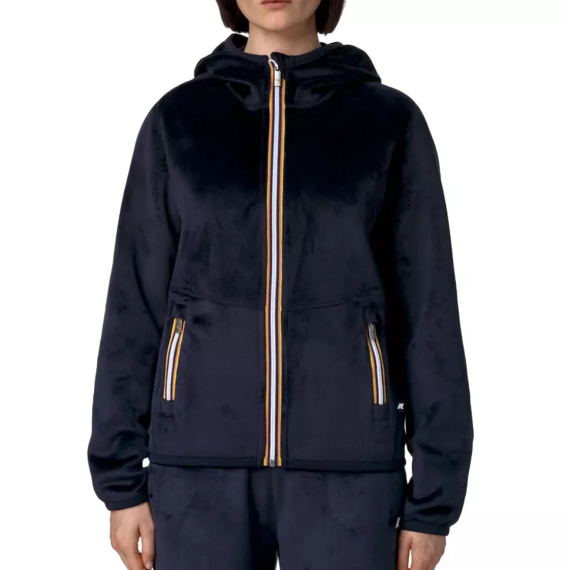 Veste Courte K-Way Lily Velour Polar Reversible - Bleu Marine