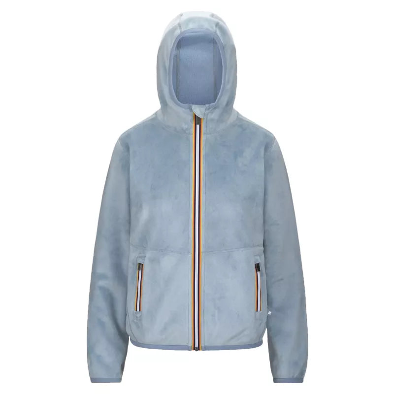 Chaqueta corta K-Way Lily Velour Polar Reversible - Azul celeste