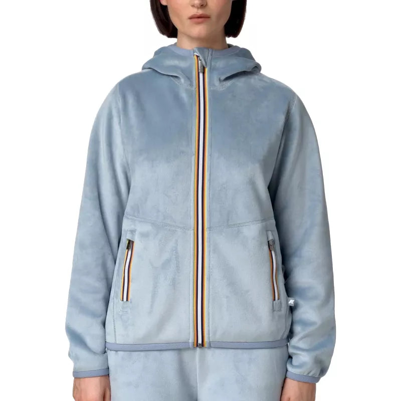 Chaqueta corta K-Way Lily Velour Polar Reversible - Azul celeste