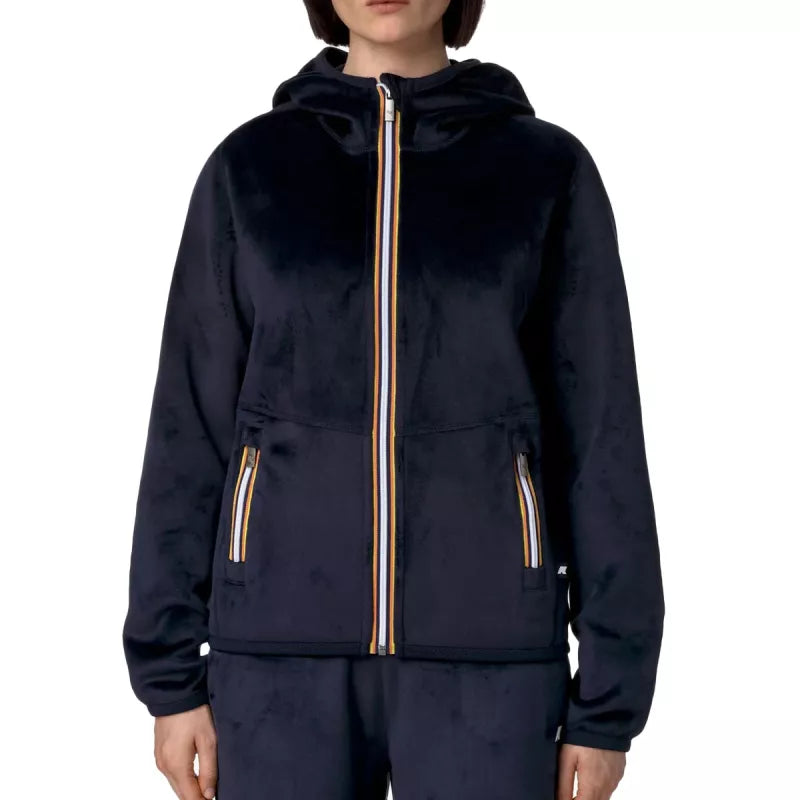 Chaqueta corta reversible K-Way Lily Velour Polar - Azul marino