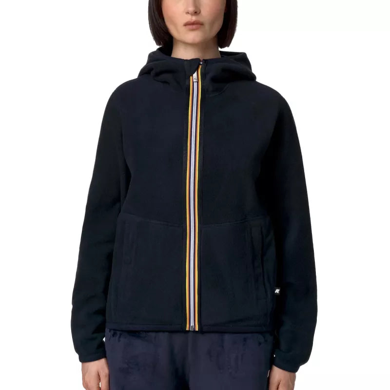 Veste Courte K-Way Lily Velour Polar Reversible - Bleu Marine