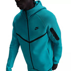 Veste De Survêtement Nike Tech Fleece Full Zip Hoodies - Turquoise, Noir