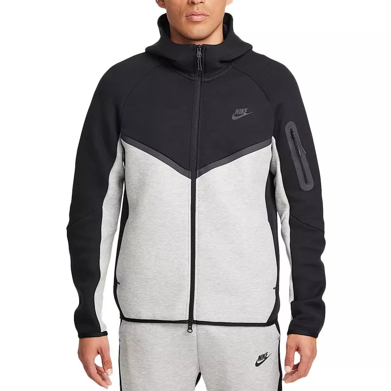 Nike Tech Fleece Full Zip Hoodie Track Jacket - Black and Grey