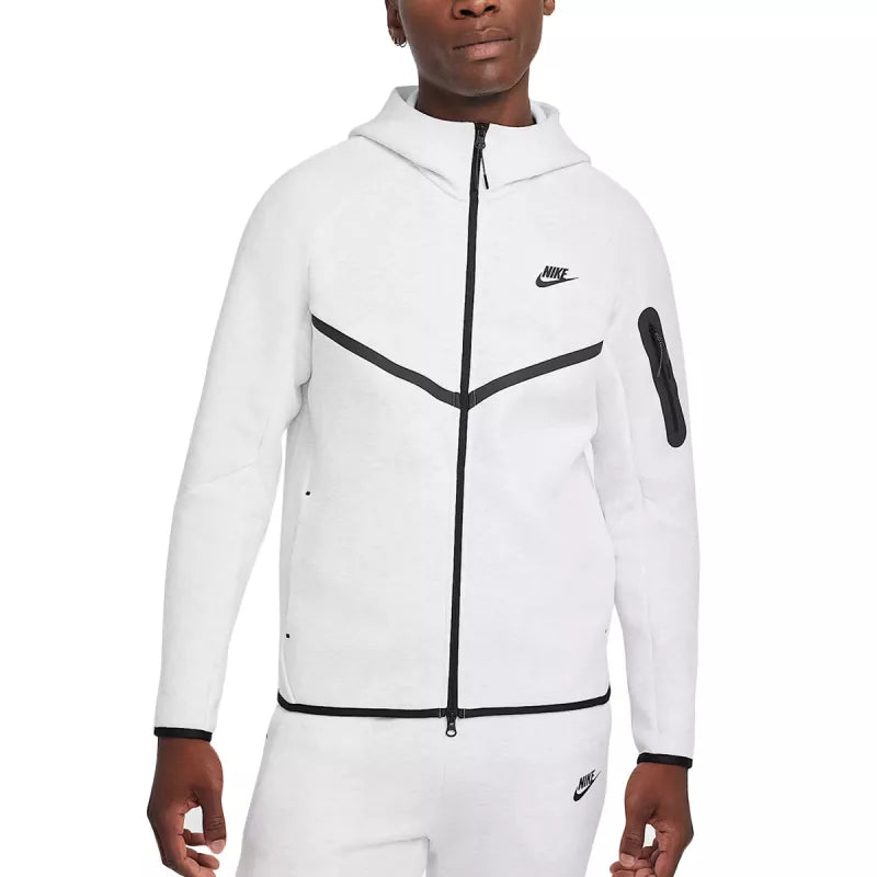 Nike Tech Fleece Full Zip Hoodie Track Jacket - Light Grey, Black