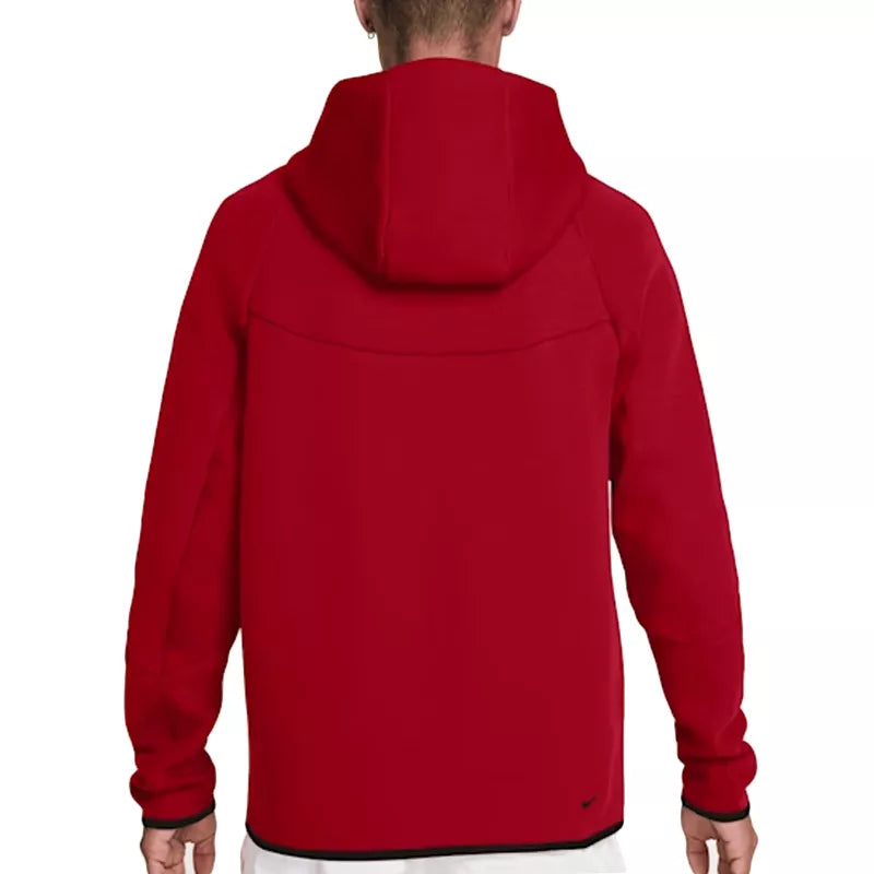 Nike Tech Fleece Full Zip Hoodie Track Jacket - Red/Black