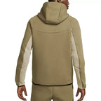 Nike Tech Fleece Full Zip Hoodie Track Jacket - Olive, White