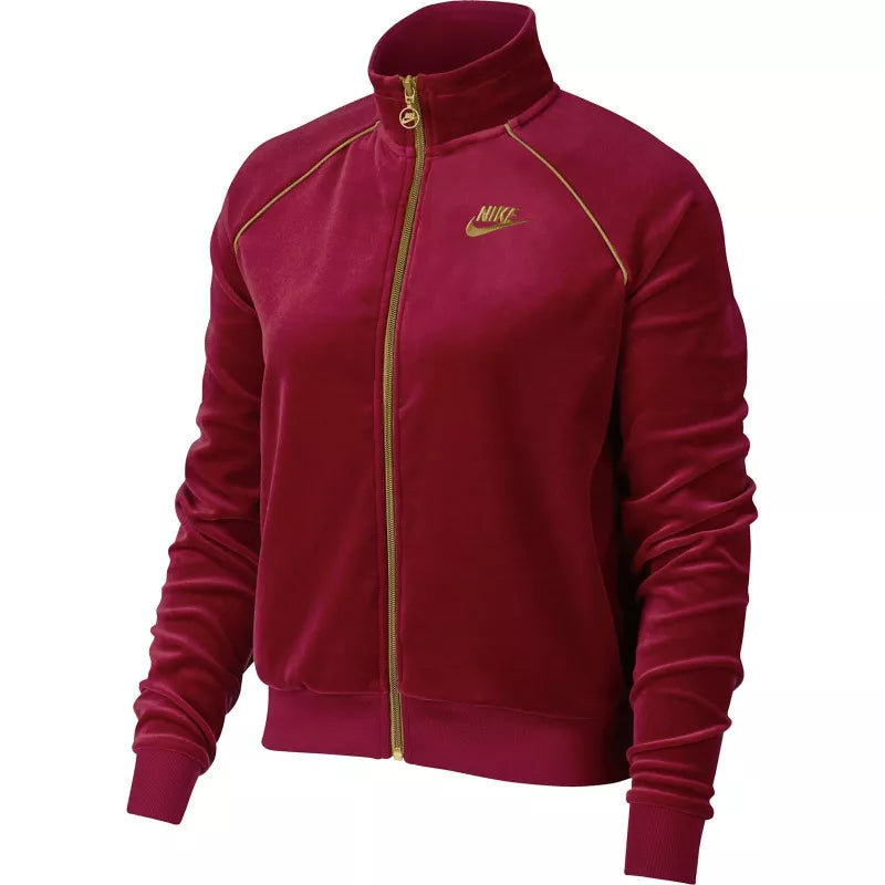 Nike W Nsw Chaqueta de chándal de terciopelo - Burdeos