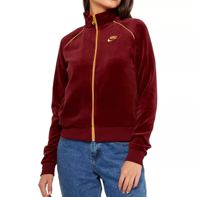 Nike W Nsw Chaqueta de chándal de terciopelo - Burdeos