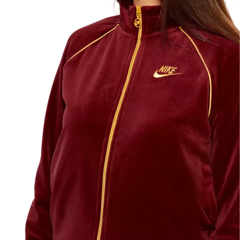 Nike W Nsw Chaqueta de chándal de terciopelo - Burdeos