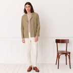Taupe Deconstructed Tailored Jacket in Linen and Cotton