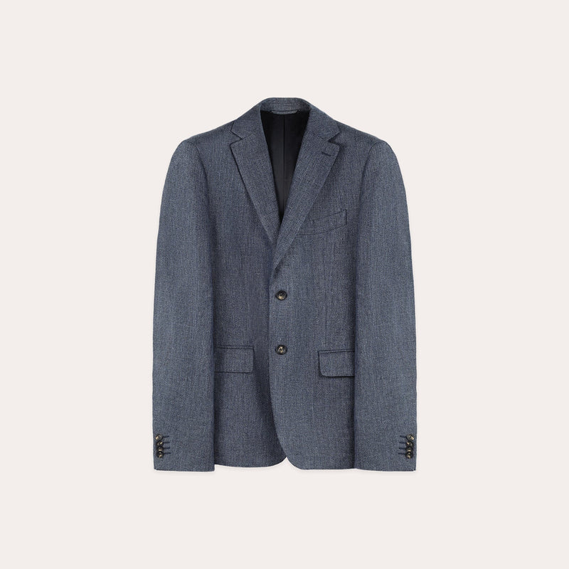 Veste En Lin Bleu Pucé