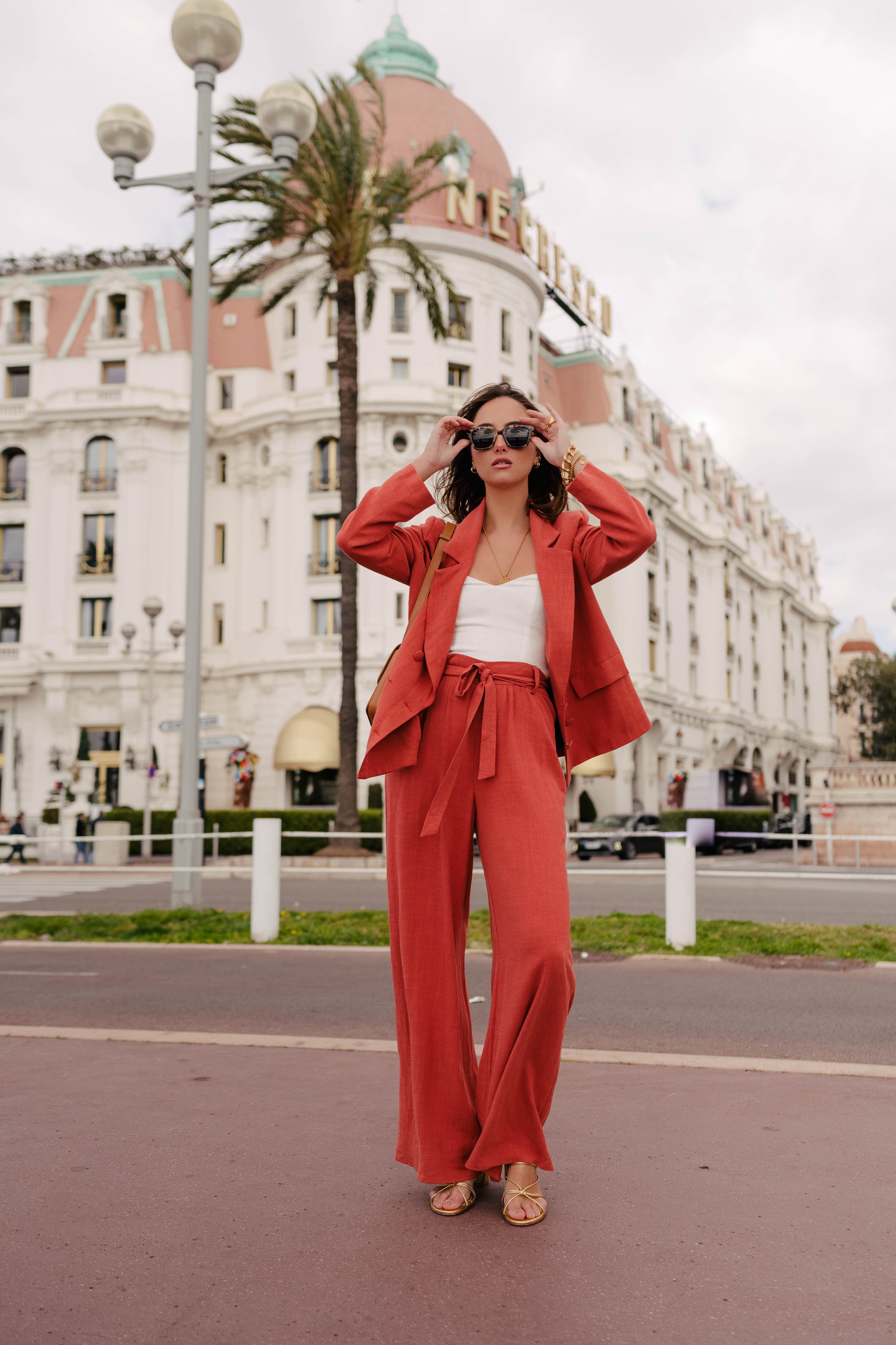 CHAQUETA PADMÉ LINO VISCOSA TERRACOTA