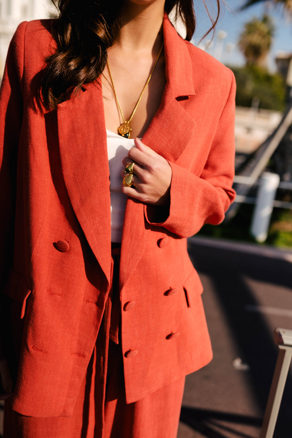 CHAQUETA PADMÉ LINO VISCOSA TERRACOTA