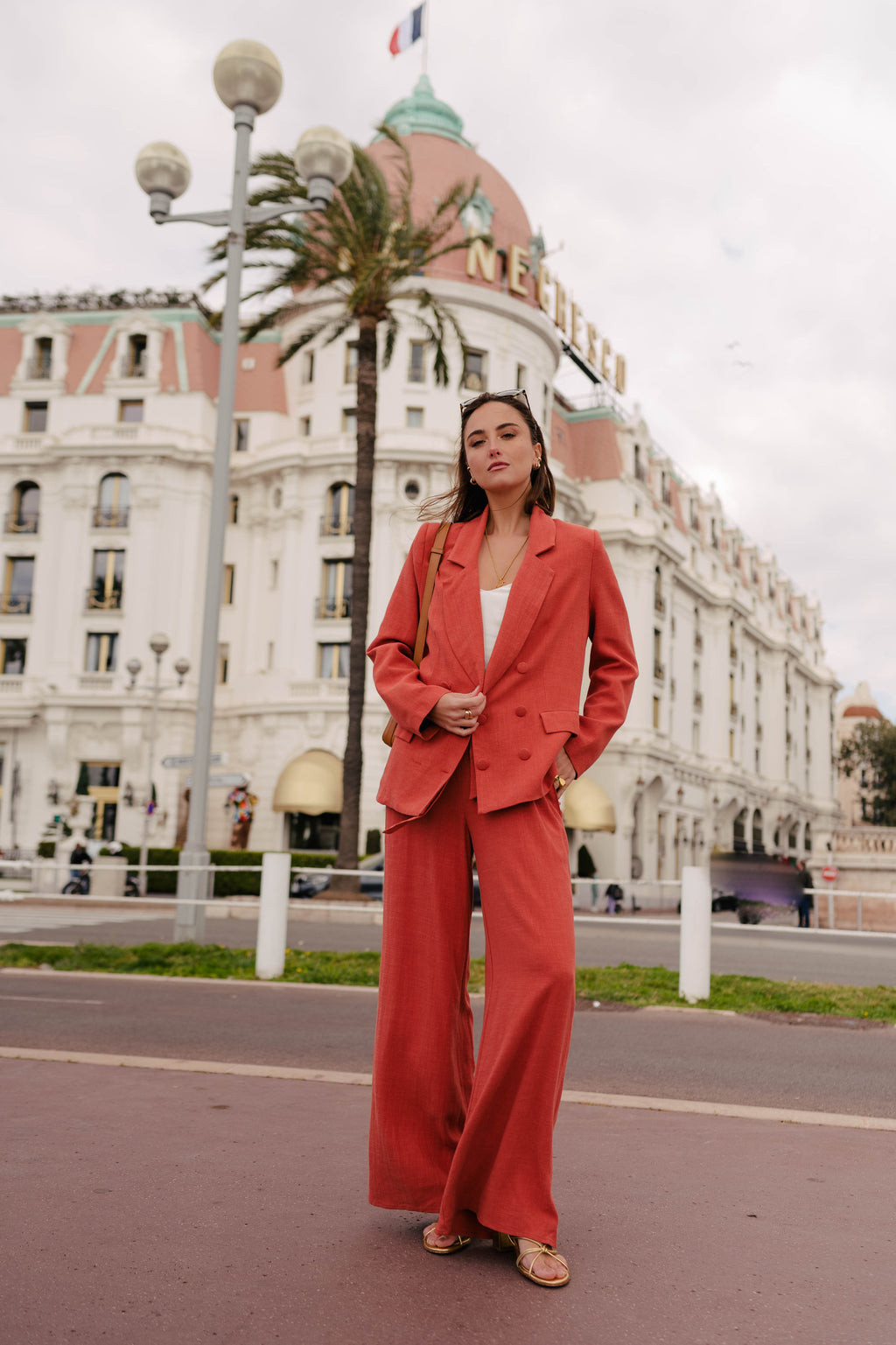 CHAQUETA PADMÉ LINO VISCOSA TERRACOTA