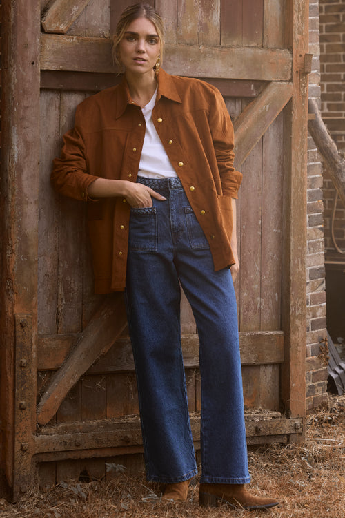 SURCHEMISE RAÏSSA VELOURS CARAMEL