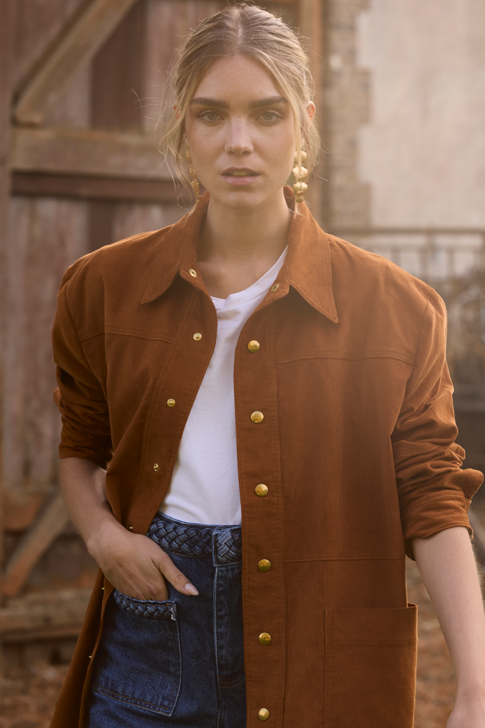 SOBRECAMISA RAÏSSA TERCIOPELO CARAMELO
