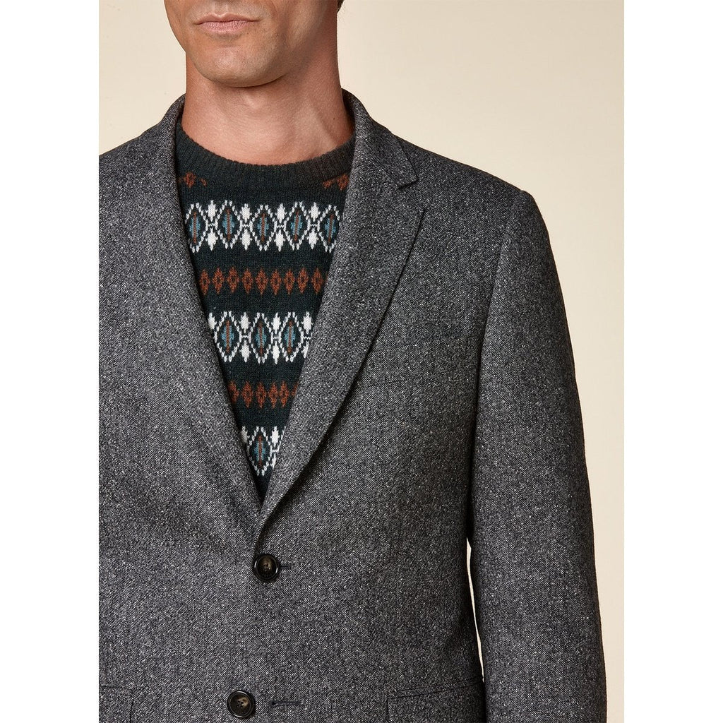 Fursac - Chaqueta Slim Fit - Gris Medio, Natté Tweed