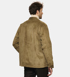 Camisa Exterior De Terciopelo Liso Taupe