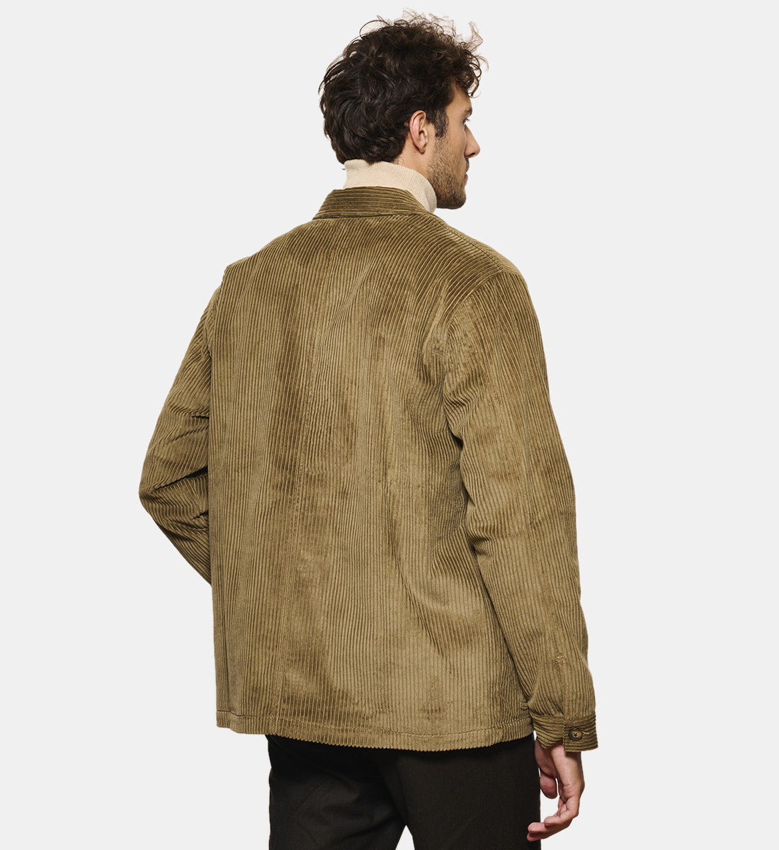 Camisa Exterior De Terciopelo Liso Taupe