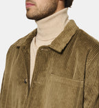 Camisa Exterior De Terciopelo Liso Taupe