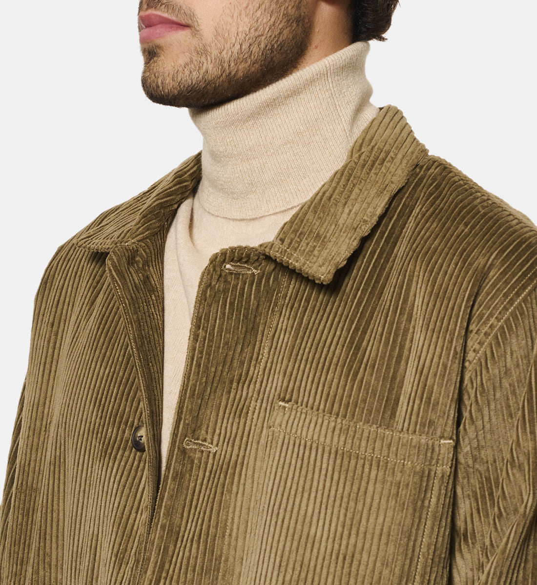 Camisa Exterior De Terciopelo Liso Taupe