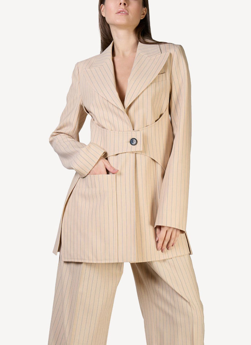 Nina Ricci - Blazer Structuré - Beige/Noir - Femme