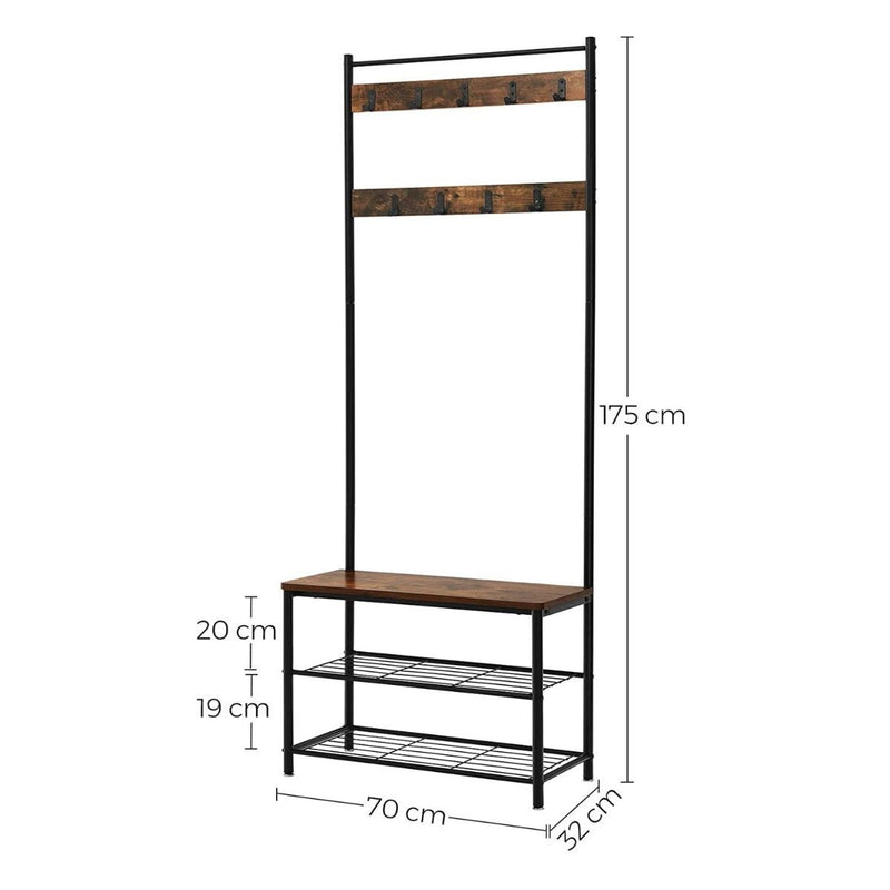 Vestiaire D'Entrée Avec Patères Et Banc Chaussures - Décor Bois