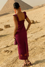 Vestido Samira Vino Bordado