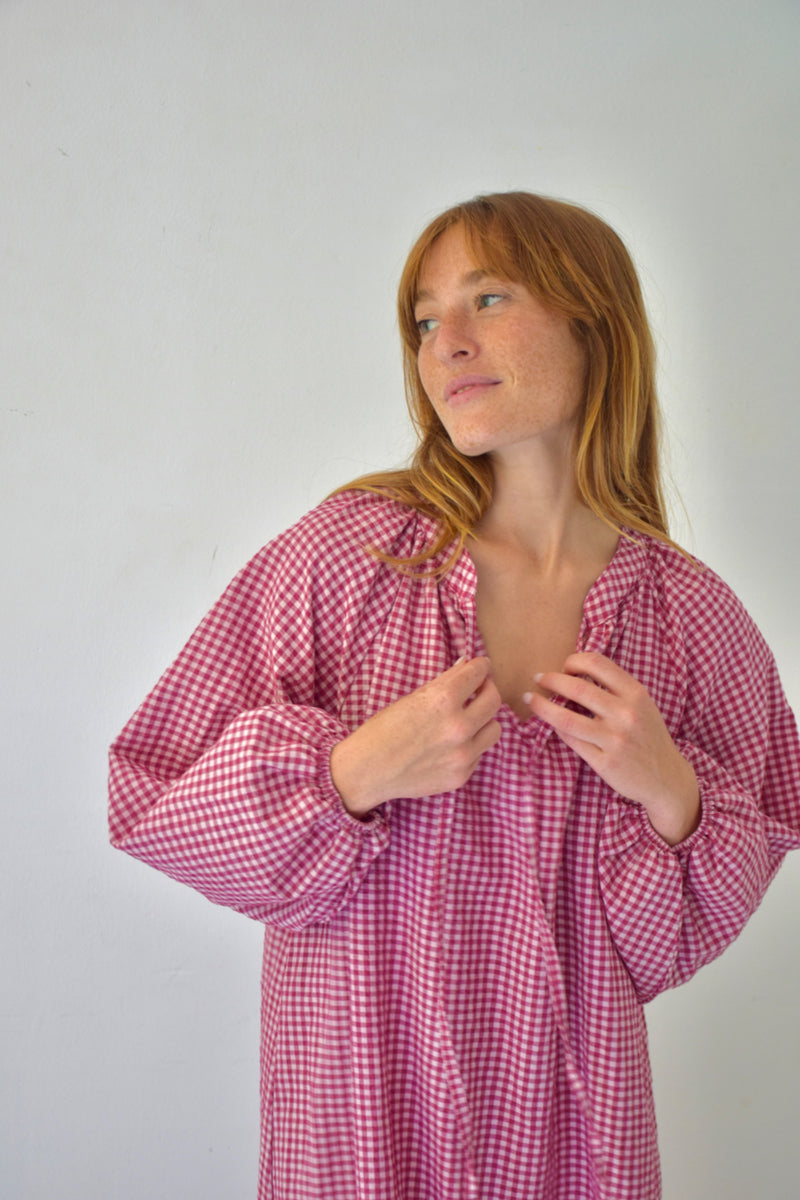 Robe Matilde Vichy Burgundy