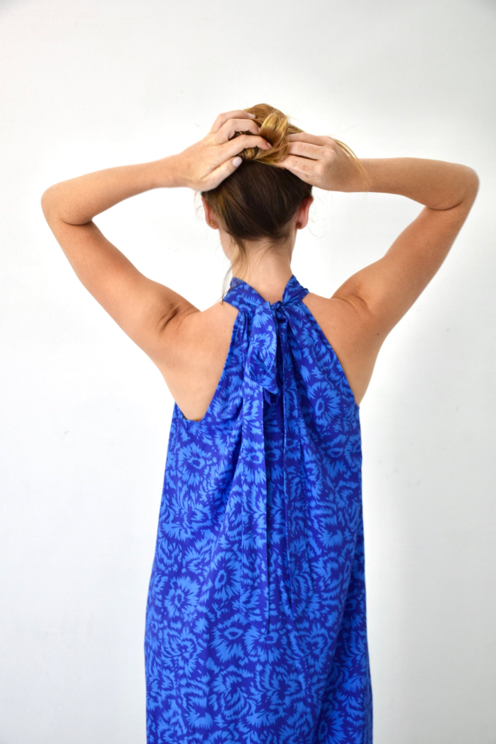 Vestido hasta el suelo azul marino