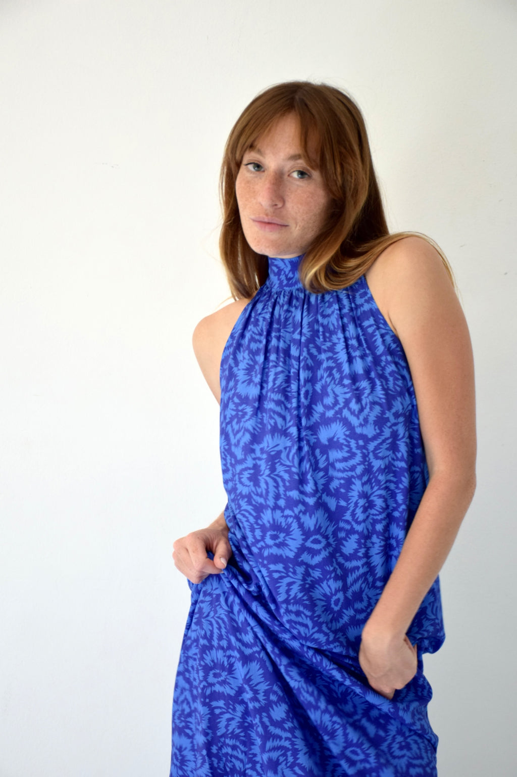 Vestido hasta el suelo azul marino