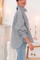 VIKTORIA Bleu Marine - Chemise Rayée