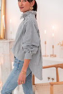 VIKTORIA Bleu Marine - Chemise Rayée