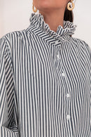 VIKTORIA Bleu Marine - Chemise Rayée