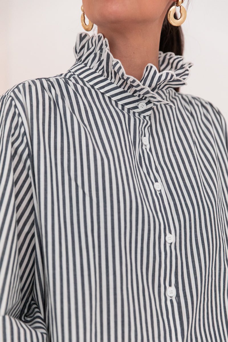 VIKTORIA Bleu Marine - Chemise Rayée