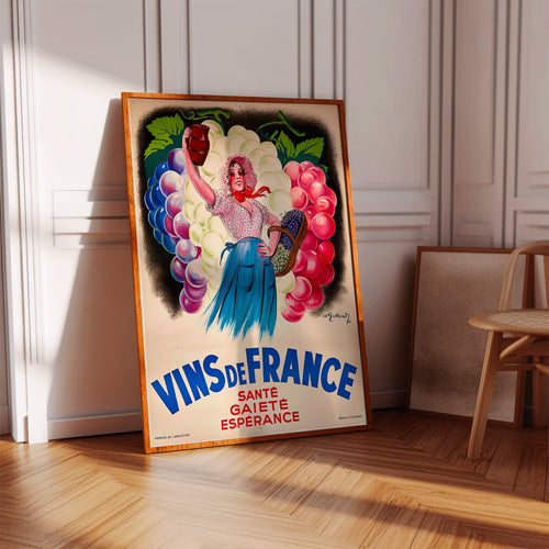 Affiche "Vin De France" - Santé, Gaieté, Espérance