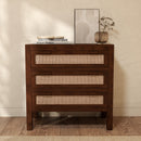 Commode Tiki en bois de manguier et cannage