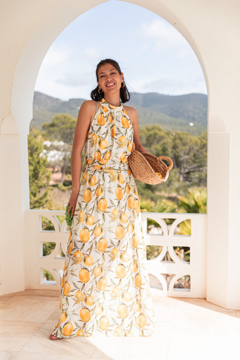 VIOLETTA Citrons - Robe Longue