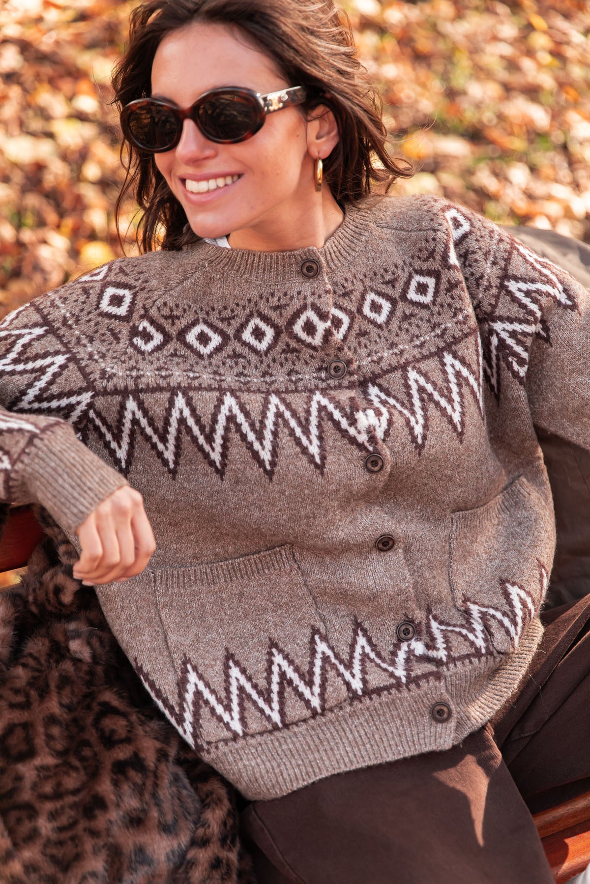 VIRGILE Taupe - Jacquard Cardigan