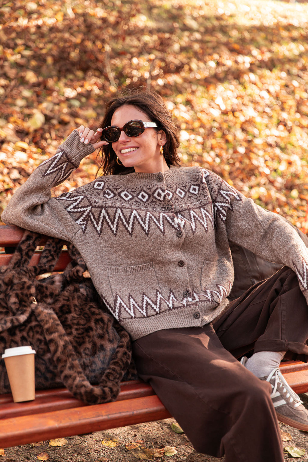 VIRGILE Taupe - Jacquard Cardigan