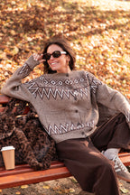 VIRGILE Taupe - Jacquard Cardigan