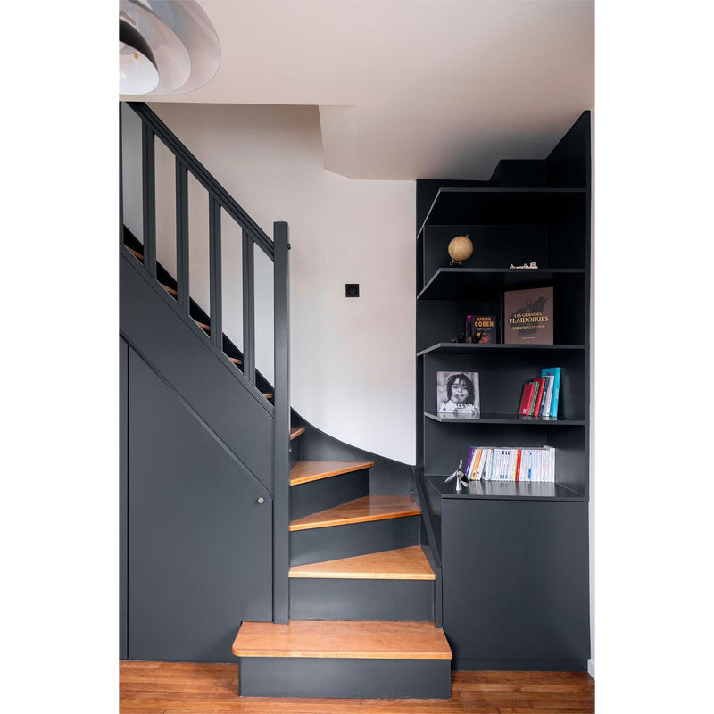 Inspiration déco : ambiance 1 avec la peinture Dark side - teinte noir ardoise || @karen.tinka @studio.marleo