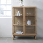 Cahir - 2-Door Display Cabinet - Tempered Glass & Wood - Light Wood