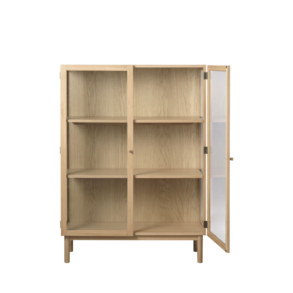 Cahir - 2-Door Display Cabinet - Tempered Glass & Wood - Light Wood