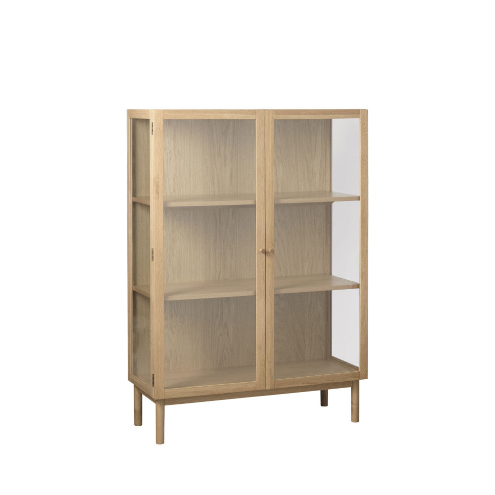 Cahir - 2-Door Display Cabinet - Tempered Glass & Wood - Light Wood