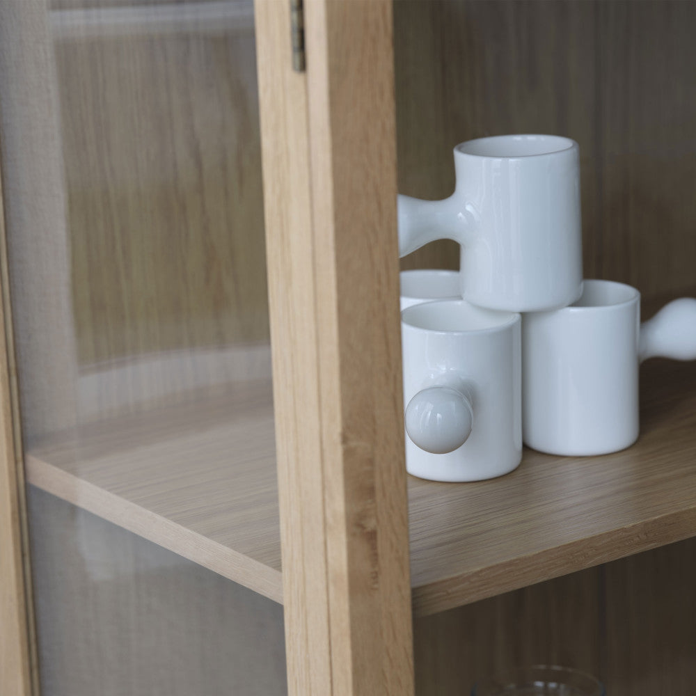 Cahir - 2-Door Display Cabinet - Tempered Glass & Wood - Light Wood